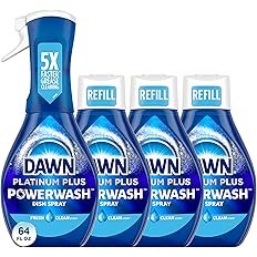 Dawn Platinum Powerwash Dish Spray, Dish Soap Liquid, Fresh Scent Bundle, 1 Spray (16oz) + 3 Refills