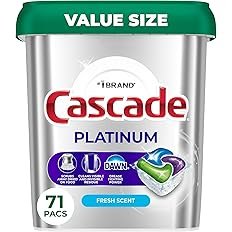 Cascade Platinum Dishwasher Pods, Dishwasher Detergent, Dish Detergent Soap, Fresh, 71 count