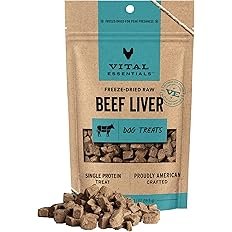 Vital Essentials Single Ingredient Beef Liver Dog Treats, 2.1 oz | Freeze-Dried Raw | Premium Qualit